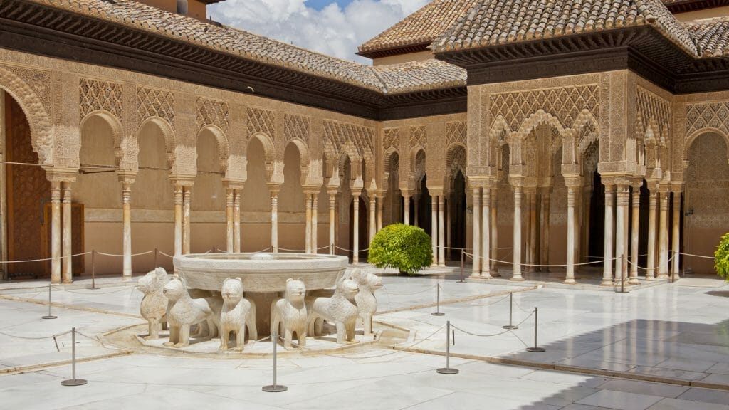 Fountain of the Lions in the Court of the Lions, Alhambra, Granada, Spain