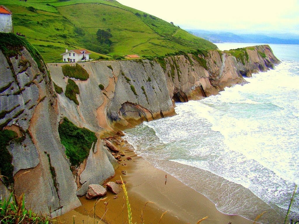 Flysch cliffs above Itzurun beach, Zumaia, Basque Country, Spain
