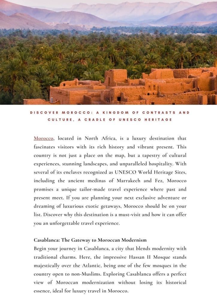 Discover Your Next Destination Luxury Travel To Morocco