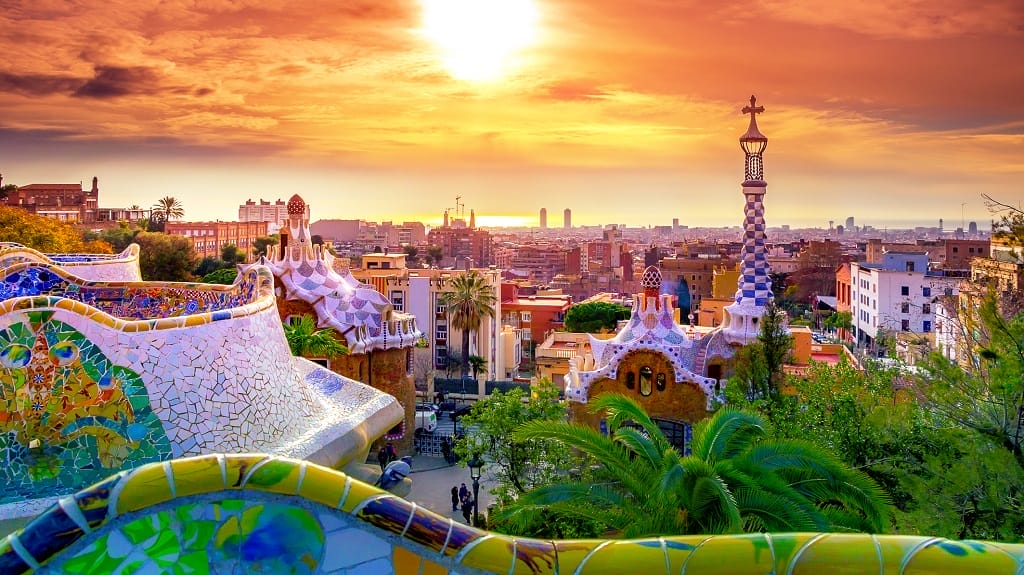 park guell in barcelona, spain