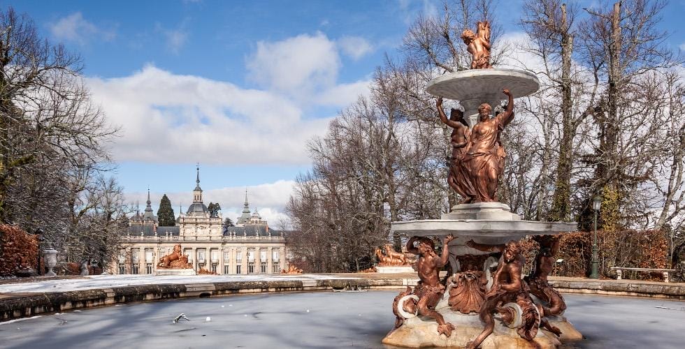Baroque fountain and gardens at the Royal Palace of La Granja de San Ildefonso, Segovia, Spain