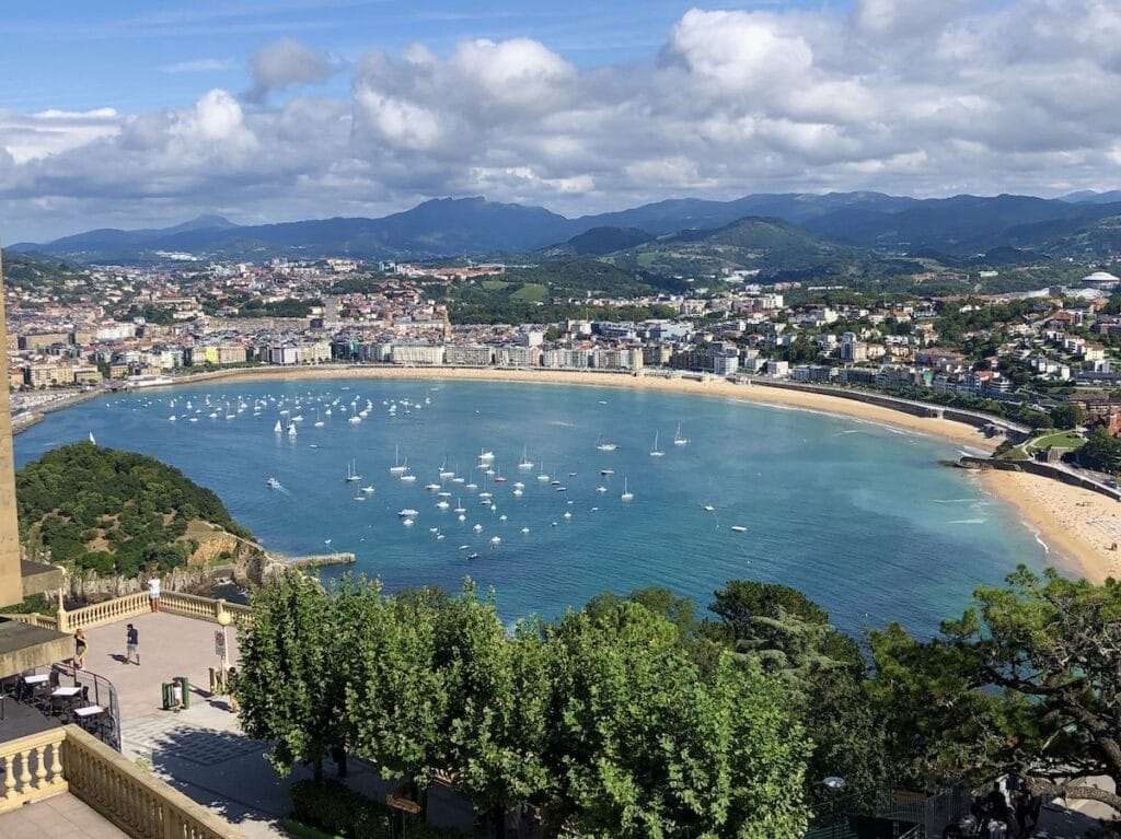 La Concha bay and the city seen from Monte Igueldo, San Sebastián, Spain