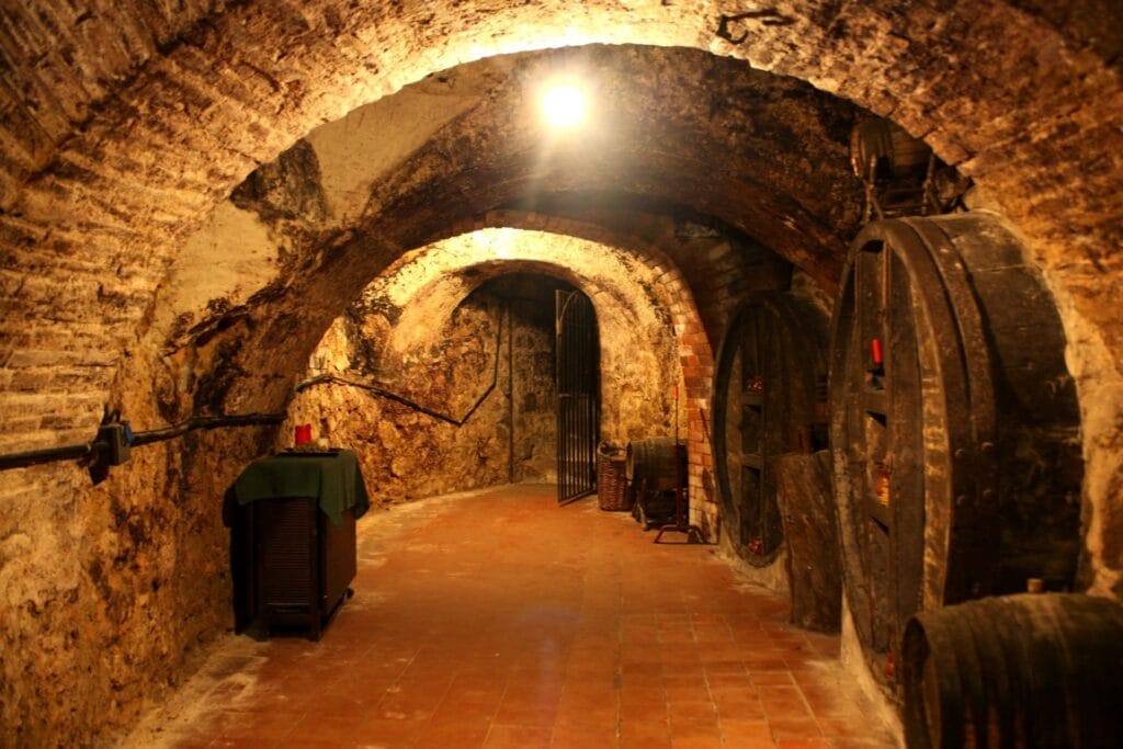 Medieval wine cellar under the old town of Aranda de Duero, Burgos, Spain